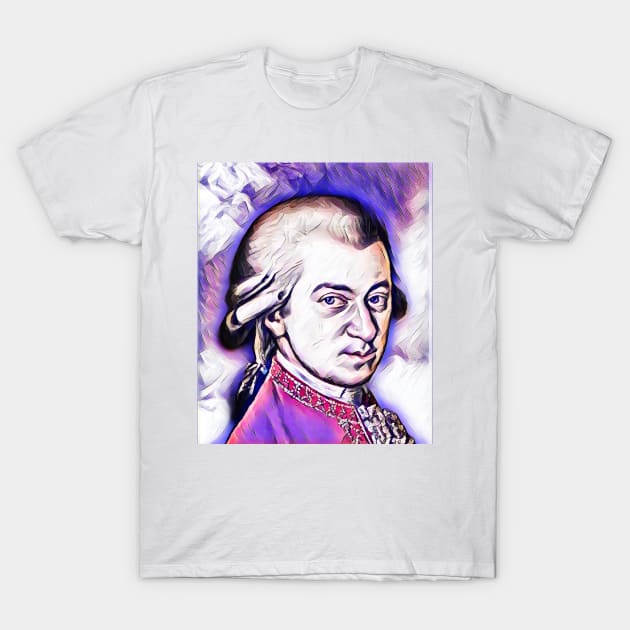 Wolfgang Amadeus Mozart Pink Portrait | Wolfgang Amadeus Mozart Artwork 7 T-Shirt by JustLit